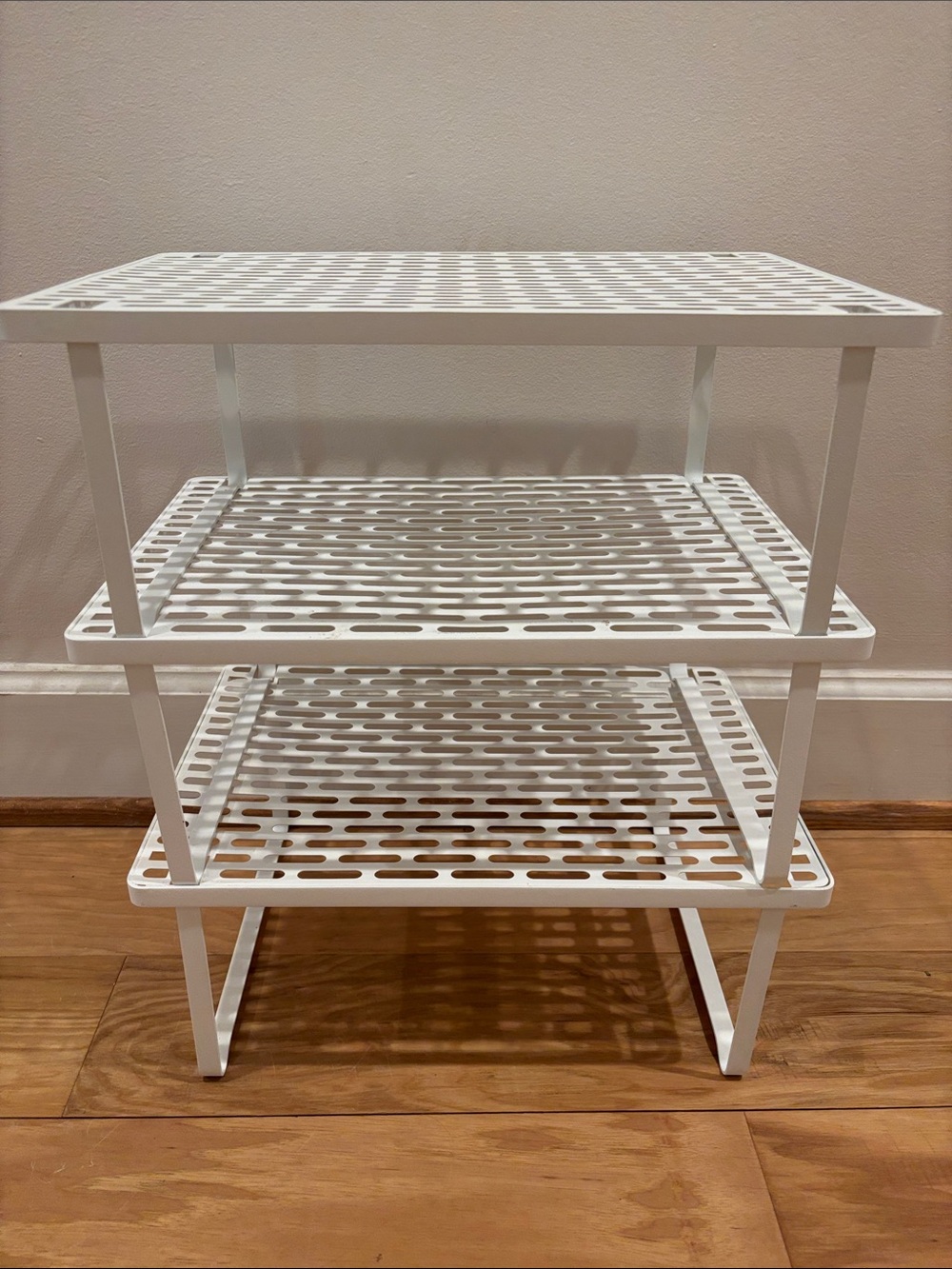 White Perforated Metal 3-Tier Shelf Organizer